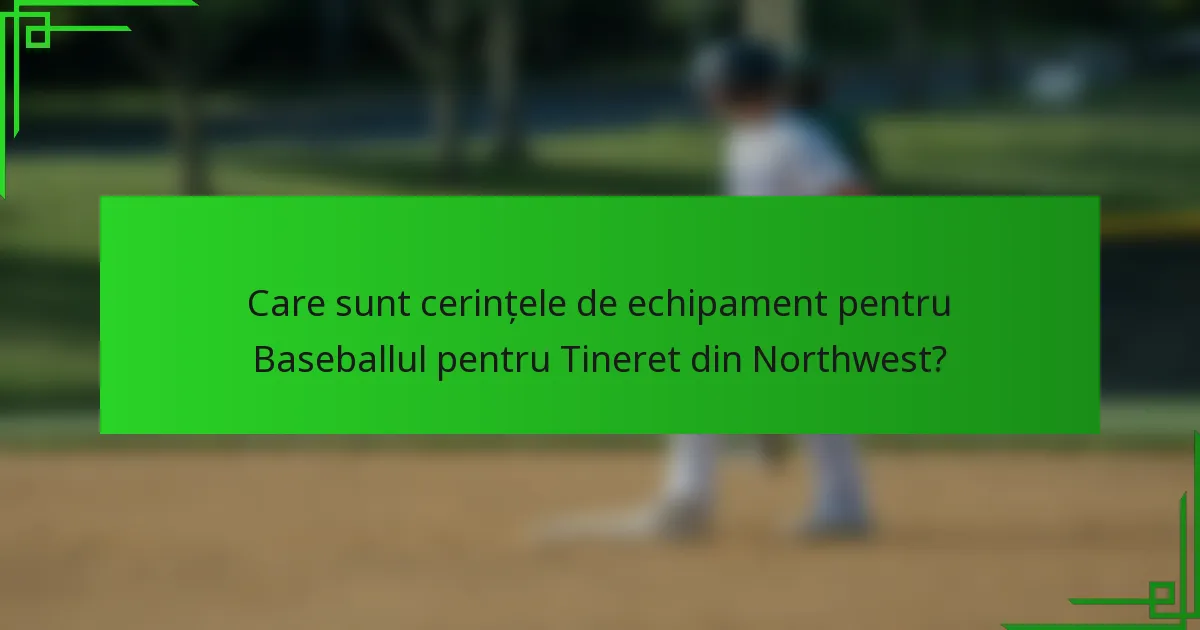 Care sunt cerințele de echipament pentru Baseballul pentru Tineret din Northwest?