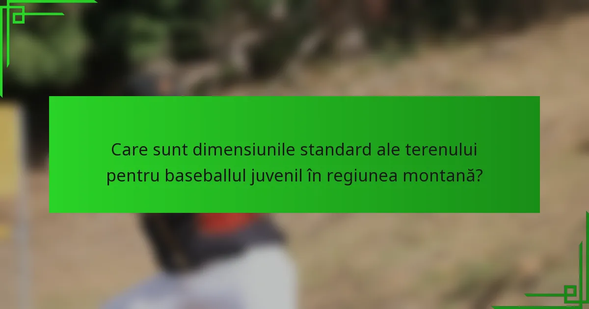 Care sunt dimensiunile standard ale terenului pentru baseballul juvenil în regiunea montană?