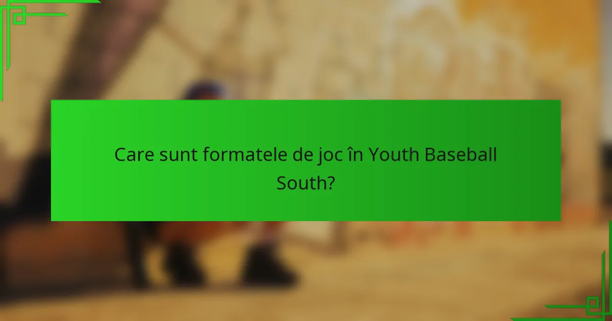 Care sunt formatele de joc în Youth Baseball South?