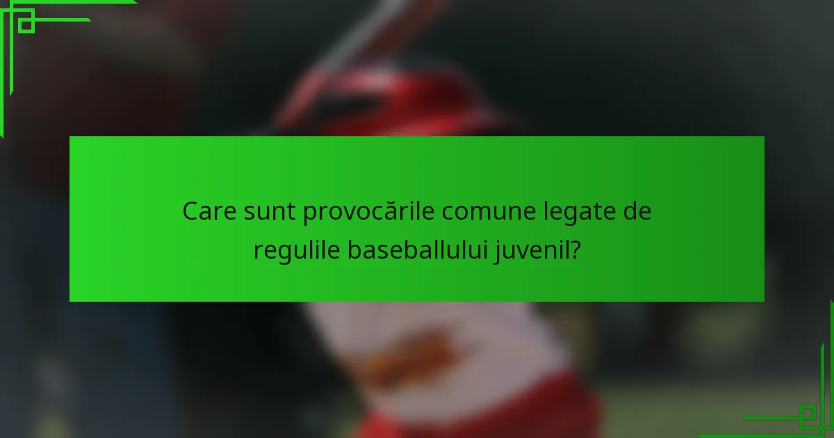 Care sunt provocările comune legate de regulile baseballului juvenil?