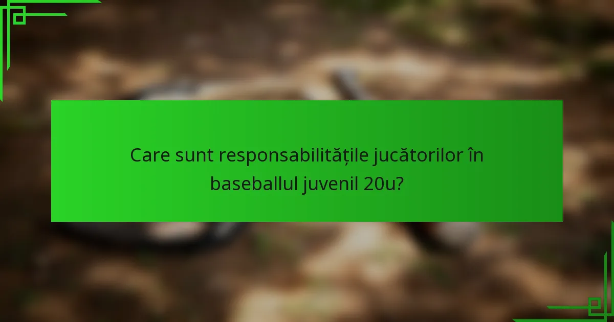 Care sunt responsabilitățile jucătorilor în baseballul juvenil 20u?