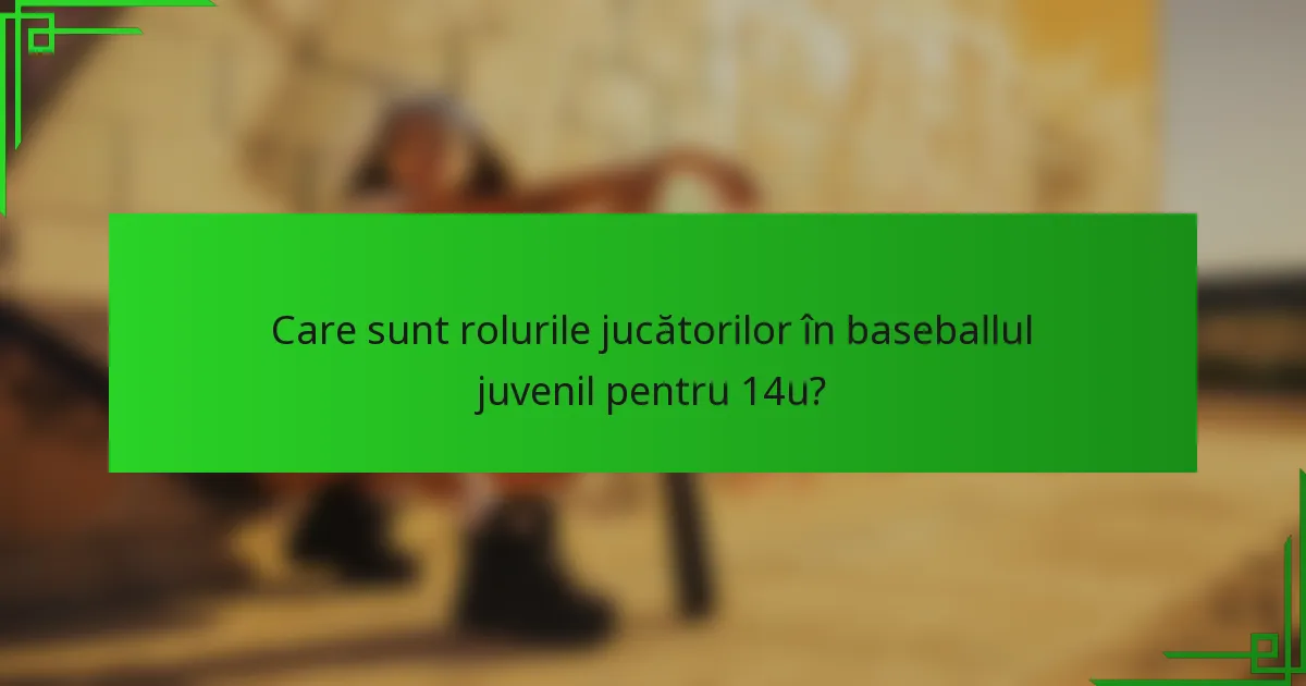 Care sunt rolurile jucătorilor în baseballul juvenil pentru 14u?