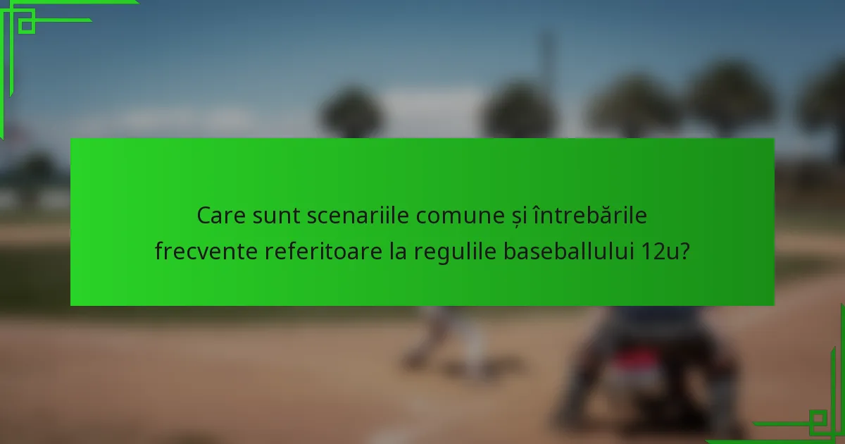 Care sunt scenariile comune și întrebările frecvente referitoare la regulile baseballului 12u?