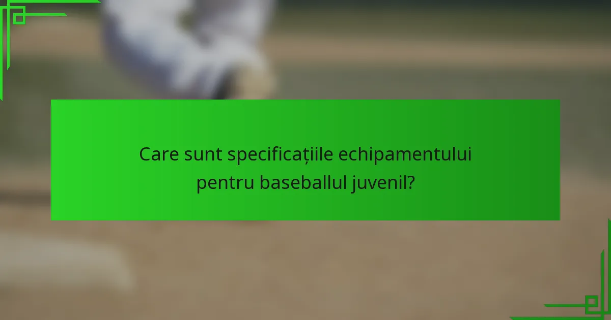 Care sunt specificațiile echipamentului pentru baseballul juvenil?