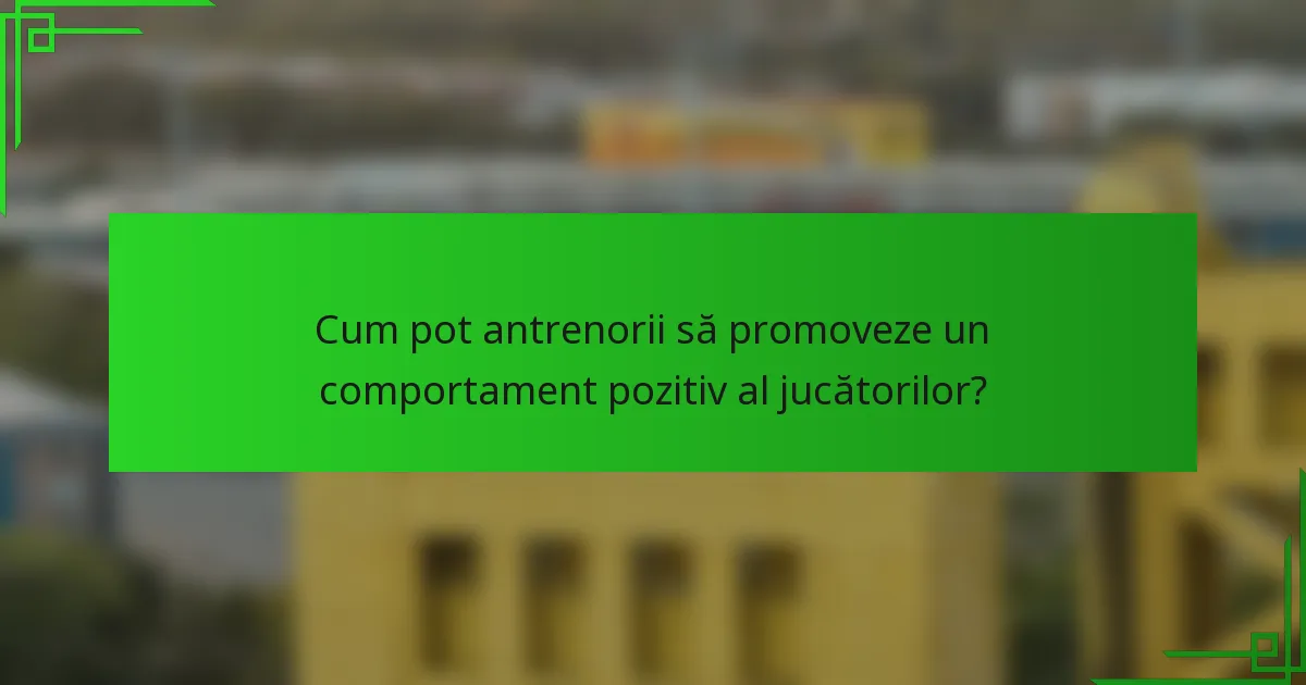 Cum pot antrenorii să promoveze un comportament pozitiv al jucătorilor?